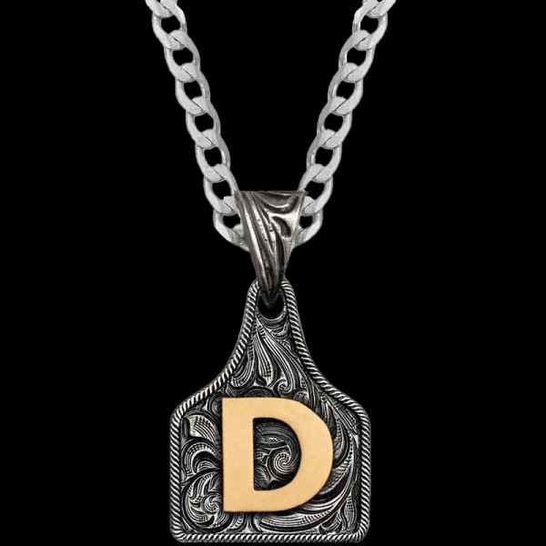 Mini Initial Cow Tag Necklace 